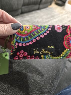 Vera Bradley Floral Quilted Card Sleeve — Black, Pink, Green, Yellow, NWT